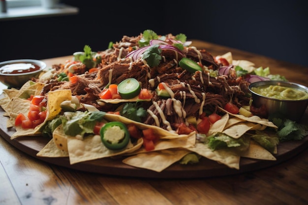 Un plateau de nachos au barbecue