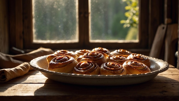 un plateau de pains de cannelle