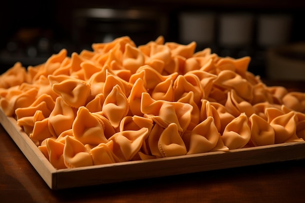 Un plateau de pâtes italiennes à la farfalle aux pepperoni