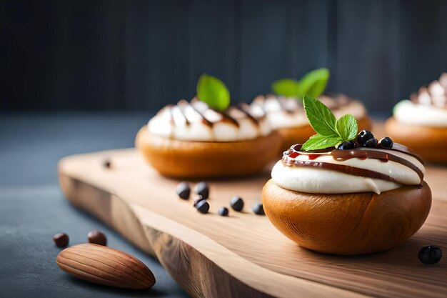 Un plateau de pâtisseries avec quelques garnitures différentes dessus