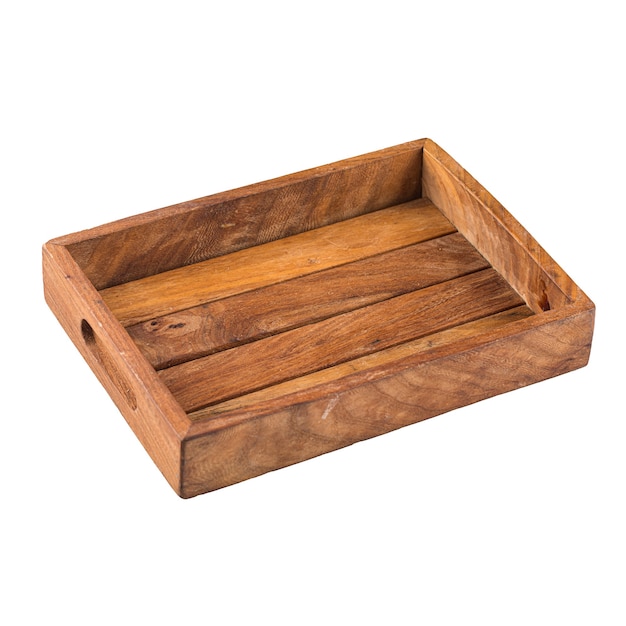 Plateau de service vintage en bois marron foncé