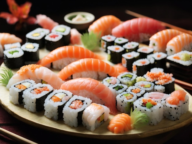 un plateau de sushi avec du sushi dessus