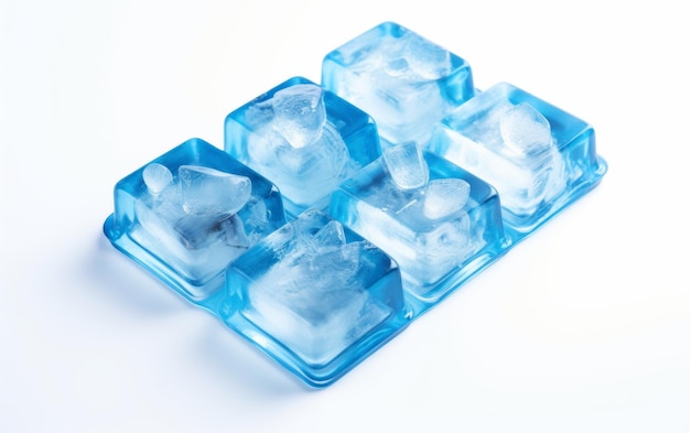 Des plateaux de cubes de glace sur fond blanc