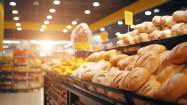 Plateaux en osier avec différents petits pains sucrés en boulangerie