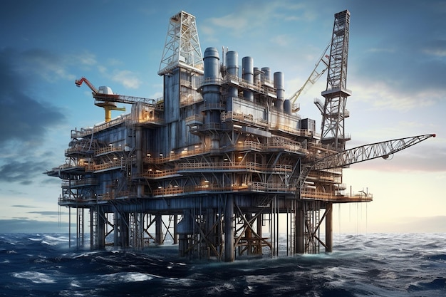 Plateforme à distance de puits de pétrole et de gaz en mer