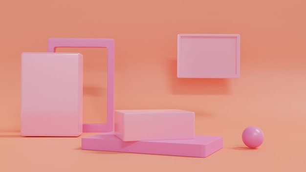 Plateformes abstraites de rendu 3D Figures géométriques dans un design minimaliste moderne Vitrine de maquette de scène pour la présentation de la vente de bannière de produit cosmétique et remise pour la promotionIllustration de rendu 3d