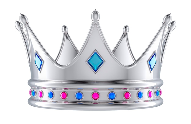 Platine royale ou argent avec des gemmes rendu 3D