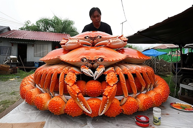 Des plats de crabe Spectacle Spectacle de fruits de mer Spectacle avec des crabes