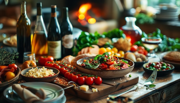 Photo des plats italiens assortis sur la table