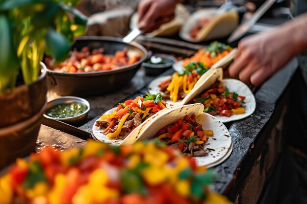 Photo des plats mexicains sur fond noir