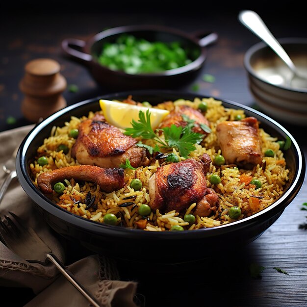 plats de riz mélangé au poulet Kabsa