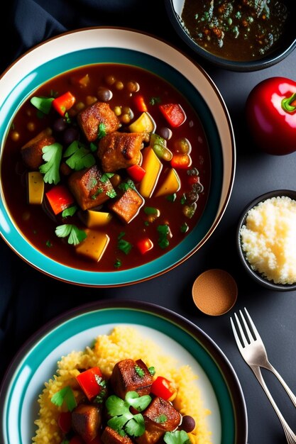 Photo des plats traditionnels délicieux générés par ai