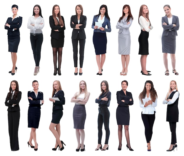 En pleine croissancecollage d'un groupe de jeunes femmes d'affaires prospères