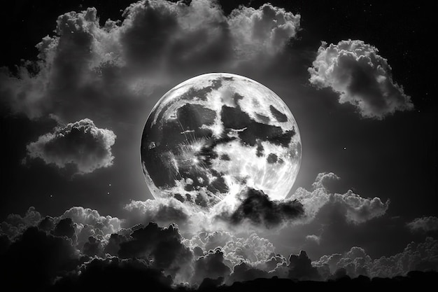 La pleine lune dans un ciel nocturne nuageux est typique du style baroque