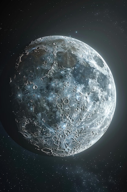 La pleine lune dans l'espace sur un fond blanc fictif