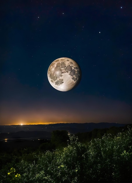 une pleine lune est vue dans le ciel