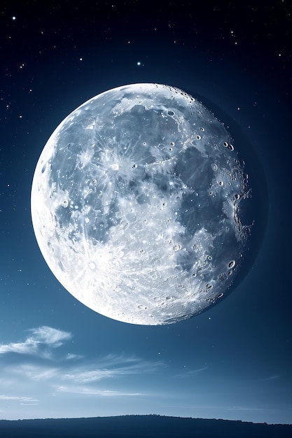 La pleine lune se lève dans le ciel nocturne
