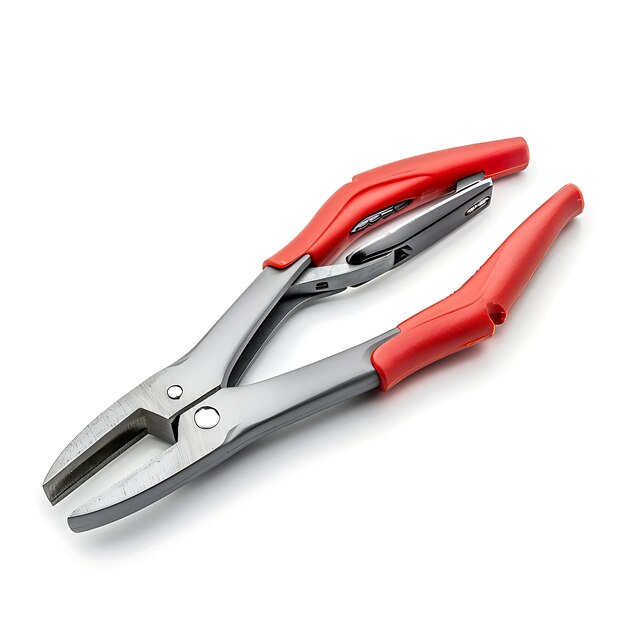 Pliers avec poignée en caoutchouc rouge et corps en métal argenté une main trop isolée Clean Blank BG Items Design