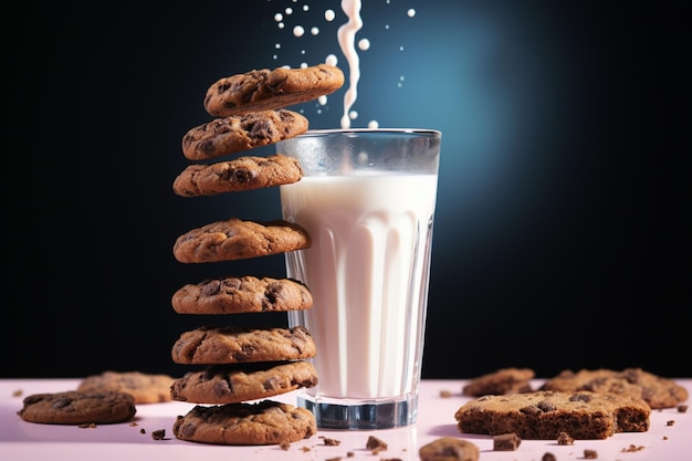 Plonger des biscuits au chocolat dans un verre de lait froid est une indulgence classique.