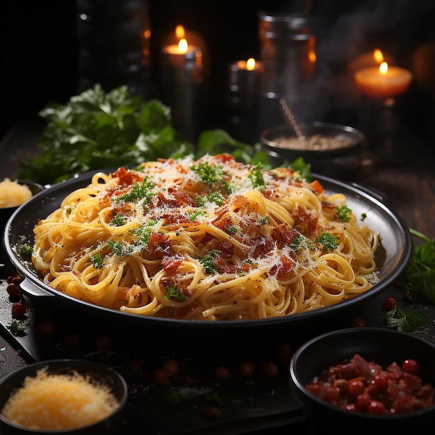 Plongez dans le bonheur des spaghettis carbonara italiens