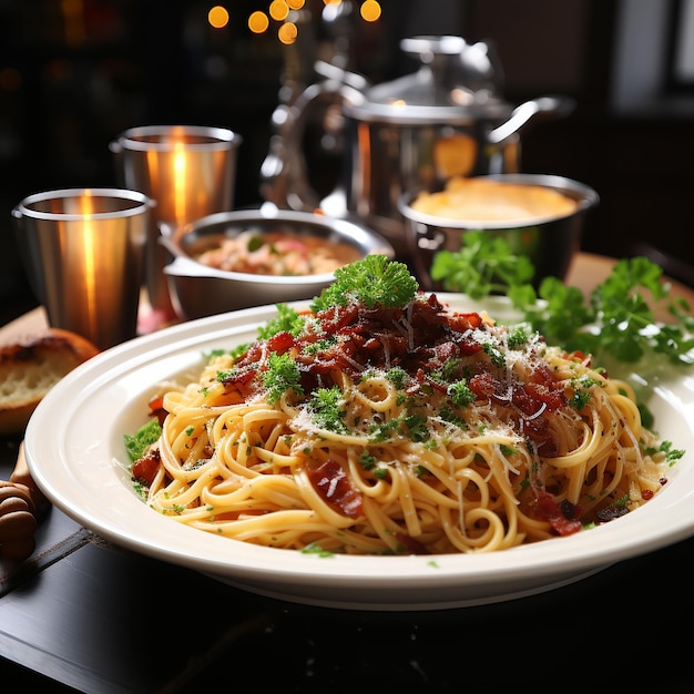 Plongez dans le bonheur des spaghettis carbonara italiens