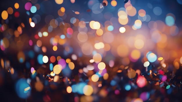 Une pluie de confettis colorés avec des lumières bokeh scintillantes en arrière-plan