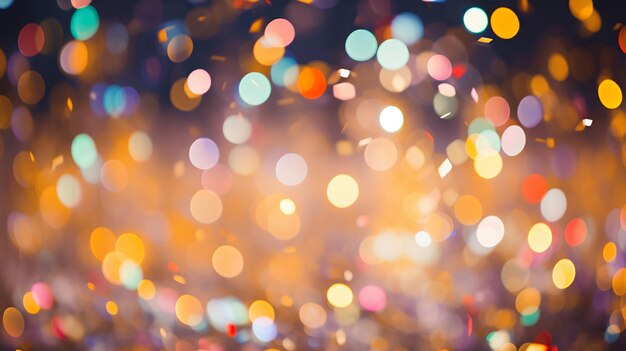 Une pluie de confettis colorés avec des lumières bokeh scintillantes en arrière-plan