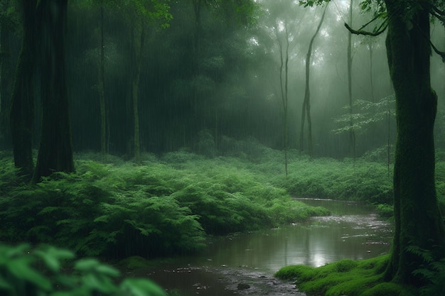 La pluie dans la forêt