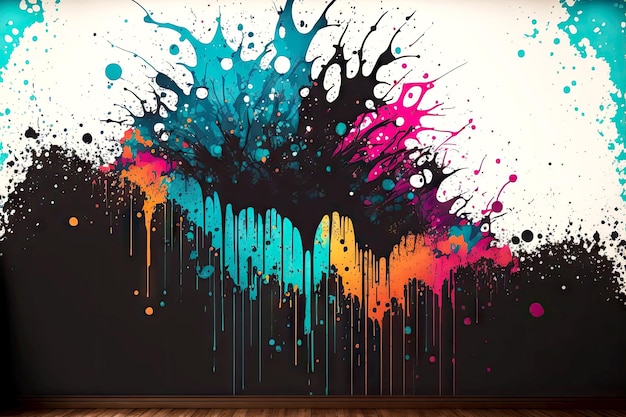 Pluie d'éclaboussures sales sur le mur abstrait splash illustration numérique