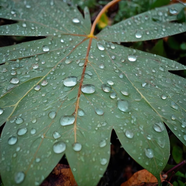 La pluie sur une feuille