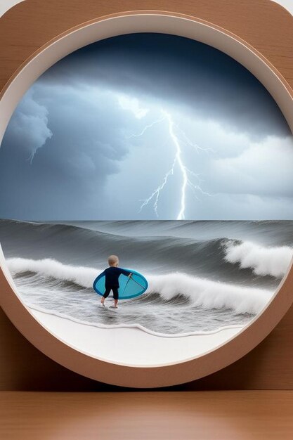 Photo de la pluie et de grands nuages sombres sur la mer