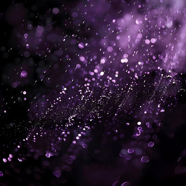 Une pluie irradiante éparpillée avec une brume dispersée et un fond en néon collage Y2K Soothi violet brillant