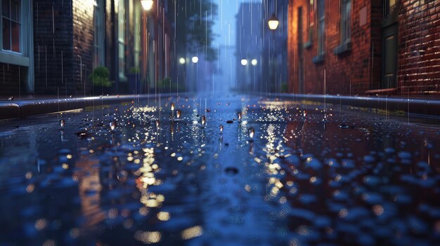 Photo la pluie des rues désolées et vides