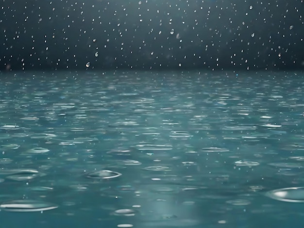 La pluie tombe, les gouttes d'eau et les vagues de la flaque d'eau sur un fond transparent, les gouttelettes de douche, la tempête ou d