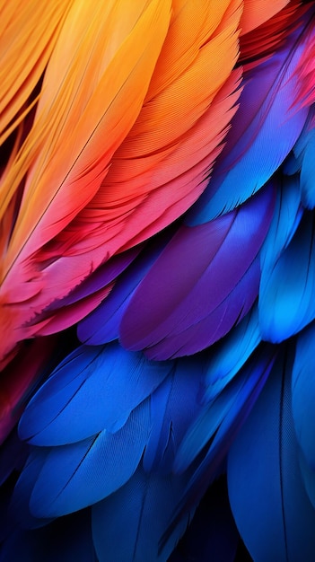 Un plumage vibrant, un gros plan d'une plume multicolore