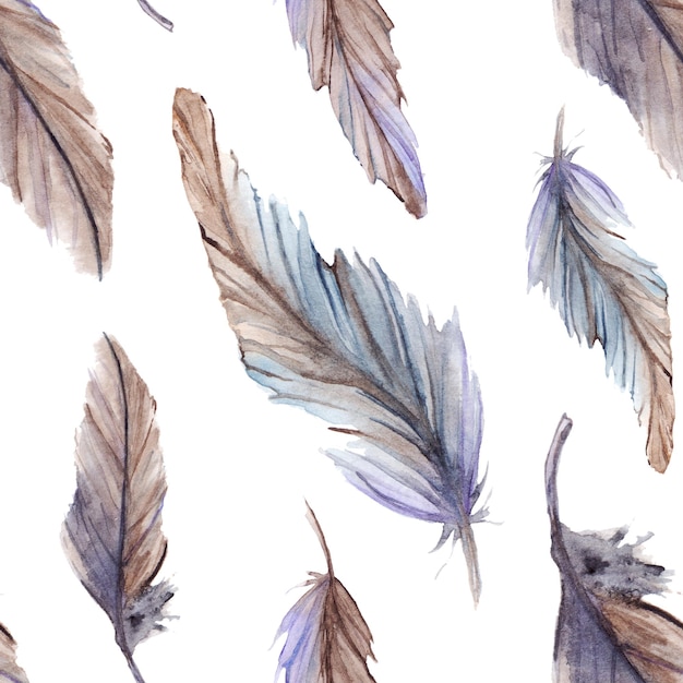 Plume aquarelle boho ethnique sans soudure de fond