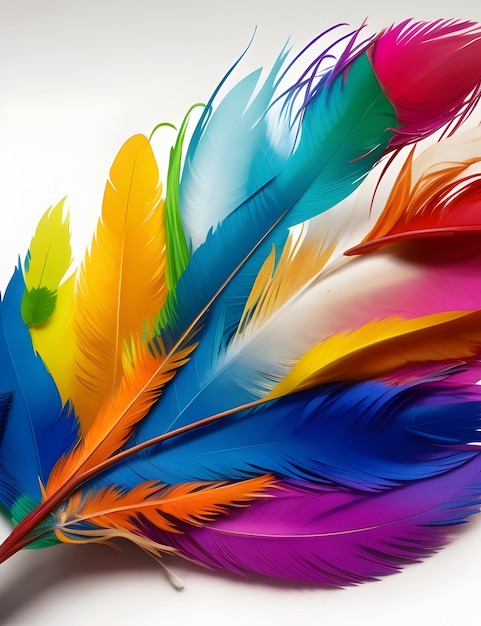 Une plume colorée est peinte de différentes couleurs