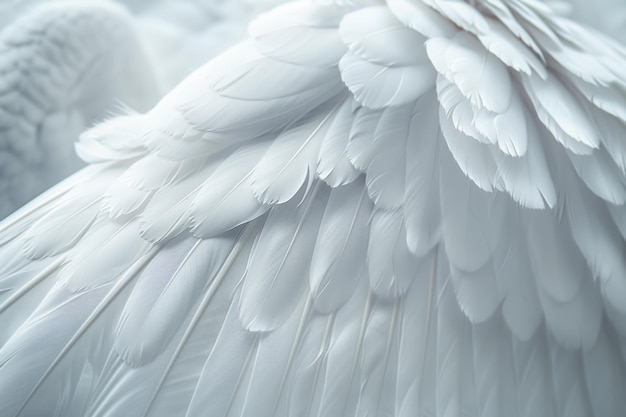 Photo plume douce et naturelle en texture angélique et moelleuse avec une couleur fragile et un gros plan de cygne et d'oiseau