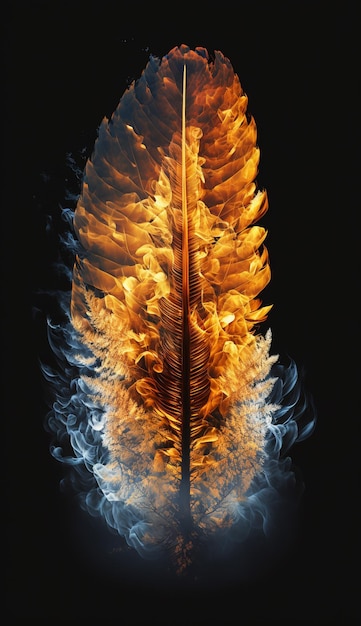 Une plume avec une flamme dessus