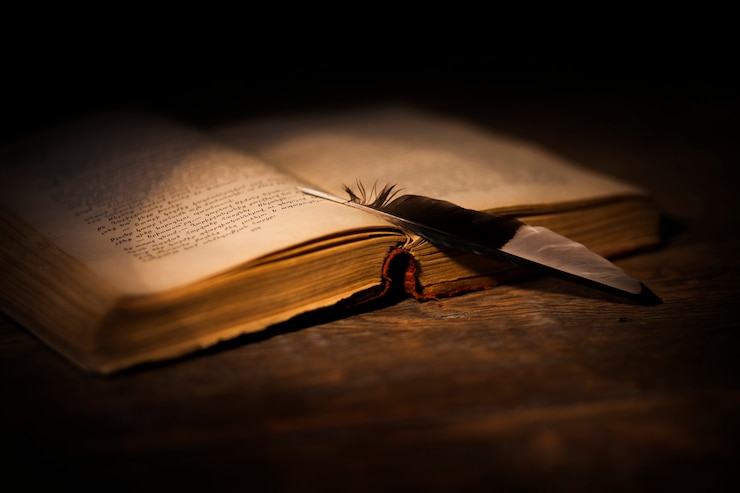Photo plume et livre
