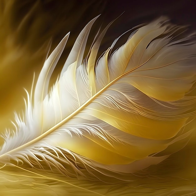 Plume d'oiseau jaune délicate et douce