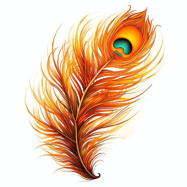 une plume orange d'un paon