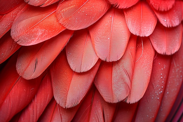 Photo plume rouge vif résumé fond texturé du plumage d'oiseau