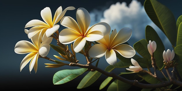 plumeria derrière fond de ciel