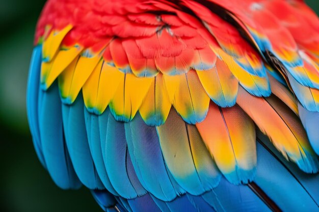 Photo les plumes de l'ara en gros plan