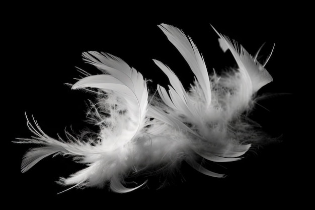 Plumes blanches au vent sur fond noir