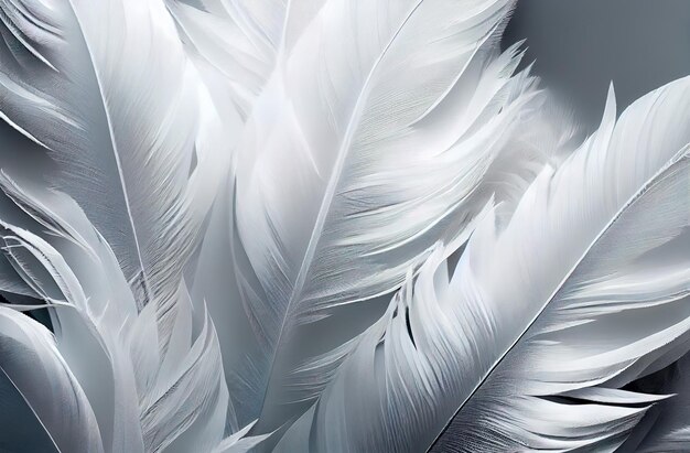 Plumes blanches sur fond noir macro photo soft focus Generative AI