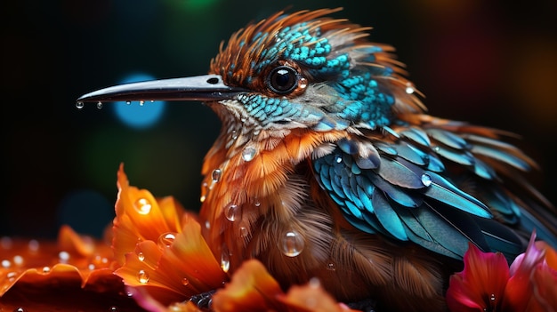 Photo les plumes d'un colibri un proche
