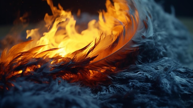 Plumes de feu d'oiseau en feu, qualité générée par AI Photo