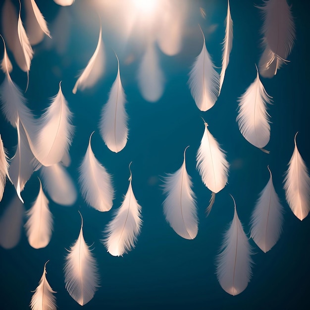 Photo des plumes flottant dans l'air illustration générative ai